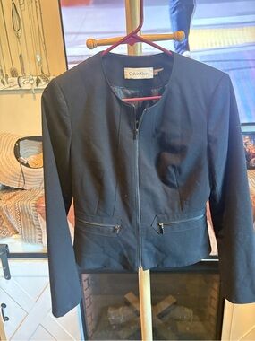 Calvin Klein Black Zip-Front Tailored Jacket